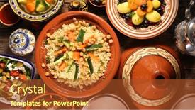  Presentation with couscous - Amazing slide deck having assorted-of-moroccan-cuisine-couscous backdrop and a red colored foreground