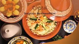  Presentation with couscous - Presentation design enhanced with assorted-of-moroccan-dishes-couscous background and a gold colored foreground