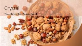  Presentation with walnut - Amazing PPT layouts having cashews - assorted of nuts- hazelnut walnut backdrop and a coral colored foreground