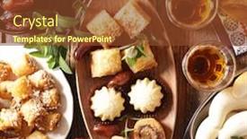  Presentation with pastries - PPT theme having assorted-of-oriental-pastries background and a tawny brown colored foreground