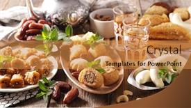  Presentation with pastries - Theme having assorted-of-oriental-pastries background and a gold colored foreground
