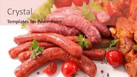  Presentation with meat beef - Presentation design featuring assorted-of-raw-beef-meat background and a coral colored foreground