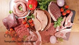  Presentation with beef - PPT layouts having assorted-of-raw-meats-beef background and a red colored foreground