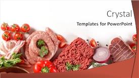  Presentation with roast beef - PPT theme featuring assorted-of-raw-meats-minced background and a white colored foreground