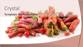  Presentation with chorizo - Slide set consisting of assorted-of-raw-meats-sausage background and a  colored foreground