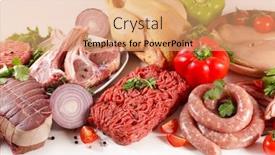  Presentation with roast beef - Beautiful slide set featuring assorted-of-raw-meats backdrop and a coral colored foreground