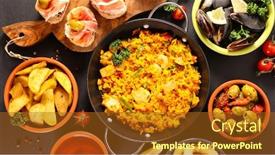  Presentation with spanish food - Amazing theme having assorted-of-spanish-food-tapas backdrop and a tawny brown colored foreground