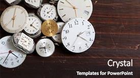  Presentation with faces - Amazing slide deck having assorted old wrist watch faces backdrop and a wine colored foreground