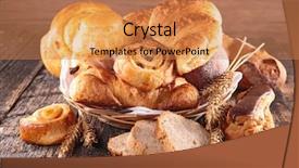  Presentation with bread - Presentation theme with assorted pastry background and a coral colored foreground