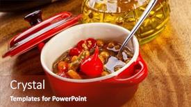  Presentation with olive - Presentation design with assorted-peppers-in-the-pot background and a  colored foreground