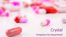  Presentation with pills - Amazing slide deck having assorted pills against white background backdrop and a sky blue colored foreground