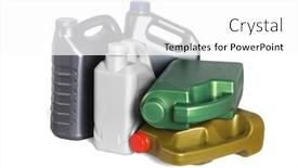  Presentation with oils - PPT theme enhanced with assorted-plastic-containers-for-engine background and a white colored foreground