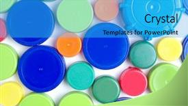  Presentation with plastic recycling - Amazing presentation theme having recycling plastics - assorted plastic tops and caps backdrop and a cyan colored foreground