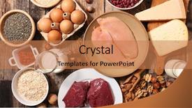  Presentation with protein food - Theme with assorted protein food background and a coral colored foreground
