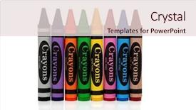  Presentation with crayon - PPT theme having assorted rainbow colored crayons background and a lemonade colored foreground