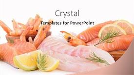  Presentation with seafood - Slide deck with assorted-raw-fish-and-seafood background and a white colored foreground