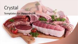  Presentation with raw meat - Beautiful slide set featuring assorted raw meat backdrop and a lemonade colored foreground