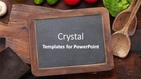  Presentation with recipe - Cool new slide deck with assorted-raw-organic-vegetables-herbs backdrop and a gray colored foreground