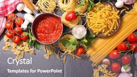  Presentation with pasta sauce - Slide deck consisting of assorted raw pasta background and a gray colored foreground