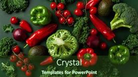  Presentation with vegetables - PPT theme having assorted-red-and-green-vegetables background and a tawny brown colored foreground