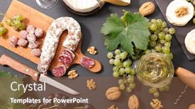  Presentation with wine cheese - Colorful theme enhanced with assorted-salami-cheese-and-wine backdrop and a tawny brown colored foreground