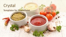  Presentation with dip - PPT theme with assorted sauce and dips background and a cream colored foreground