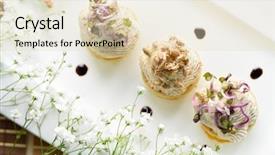  Presentation with snacks - Colorful presentation theme enhanced with assorted savoury holiday snacks on plate backdrop and a lemonade colored foreground