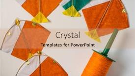  Presentation with india festival - Theme featuring assorted-small-colorful-kites background and a coral colored foreground