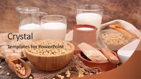  Presentation with milk product - Beautiful theme featuring assorted soya product backdrop and a coral colored foreground