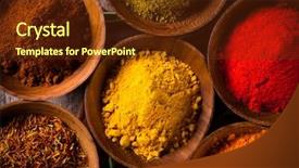  Presentation with herbs - PPT theme featuring assorted spices with fresh herbs background and a tawny brown colored foreground