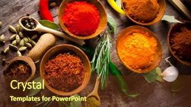  Presentation with herbs - Cool new PPT layouts with tattooist draws swallow on the womans right shoulder-blade close up backdrop and a coral colored foreground