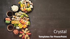  Presentation with served - Amazing presentation theme having assorted-sushi-set-served backdrop and a tawny brown colored foreground
