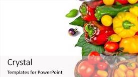  Presentation with vegetables - PPT theme consisting of assorted tomatoes and vegetables isolated background and a  colored foreground
