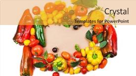  Presentation with simple design white - PPT theme with assorted tomatoes and vegetables isolated background and a gold colored foreground