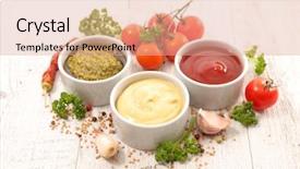  Presentation with dip - Slide set consisting of assorted various of sauce dip background and a coral colored foreground