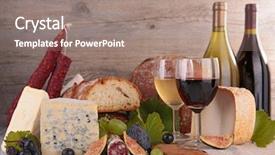  Presentation with wine cheese - Colorful presentation enhanced with assorted wine bread and cheese backdrop and a gray colored foreground