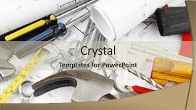  Presentation with building plans - Cool new presentation with assorted work tools on building plans backdrop and a soft green colored foreground