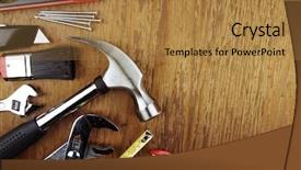  Presentation with wood tools - Amazing presentation theme having assorted work tools on wood backdrop and a gold colored foreground