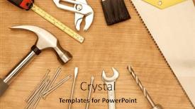  Presentation with wood-tools - PPT layouts featuring assorted-work-tools-on-wood background and a  colored foreground