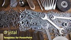  Presentation with wood tools - Amazing presentation design having triplet - assorted work tools on wood backdrop and a tawny brown colored foreground