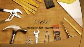  Presentation with wood tools - Audience pleasing slide deck consisting of fixing things - assorted work tools on wood backdrop and a gold colored foreground