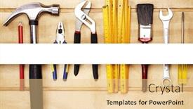  Presentation with wood tools - Slides consisting of assorted work tools on wood background and a lemonade colored foreground