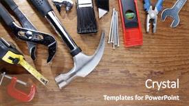  Presentation with wood tools - Slide deck with  background and a  colored foreground