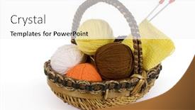  Presentation with yarn - PPT layouts consisting of assorted yarn in basket isolated on white background and a white colored foreground