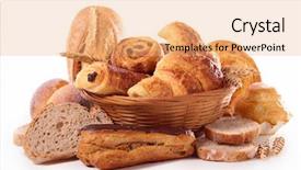  Presentation with bread - Theme having assortement of bread and pastry background and a coral colored foreground