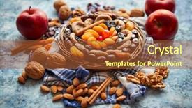  Presentation with nuts - Amazing theme having assortment contais almonds walnuts apricots backdrop and a red colored foreground