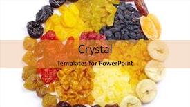  Presentation with fruits - PPT theme having assortment dried fruits on white background and a gold colored foreground