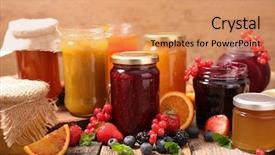  Presentation with fruit jam - Beautiful slide set featuring assortment fruit jam backdrop and a coral colored foreground