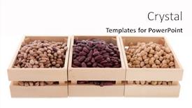  Presentation with wooden - Slide set having assortment-legumes-in-wooden-crates background and a white colored foreground