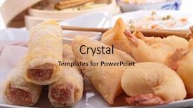  Presentation with asia - Colorful presentation enhanced with vietnamese fried spring rolls spring rolls - assortment of asia food backdrop and a coral colored foreground